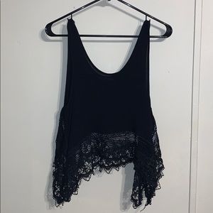 Black lace crop top